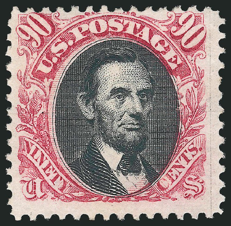 US Stamp Values Scott Catalogue # 132: 1875 90c Pictorial Re-issue Lincoln. Robert Siegel Auction Galleries, Sep 2009, Sale 976, Lot 1517