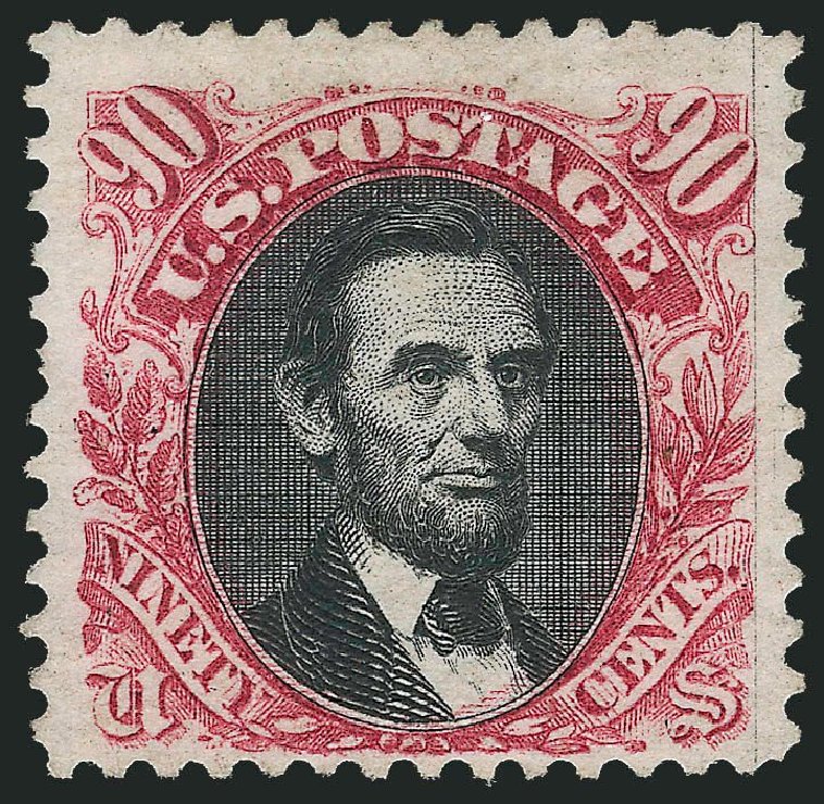 Costs of US Stamp Scott Catalog 132: 1875 90c Pictorial Re-issue Lincoln. Robert Siegel Auction Galleries, Jul 2013, Sale 1050, Lot 268