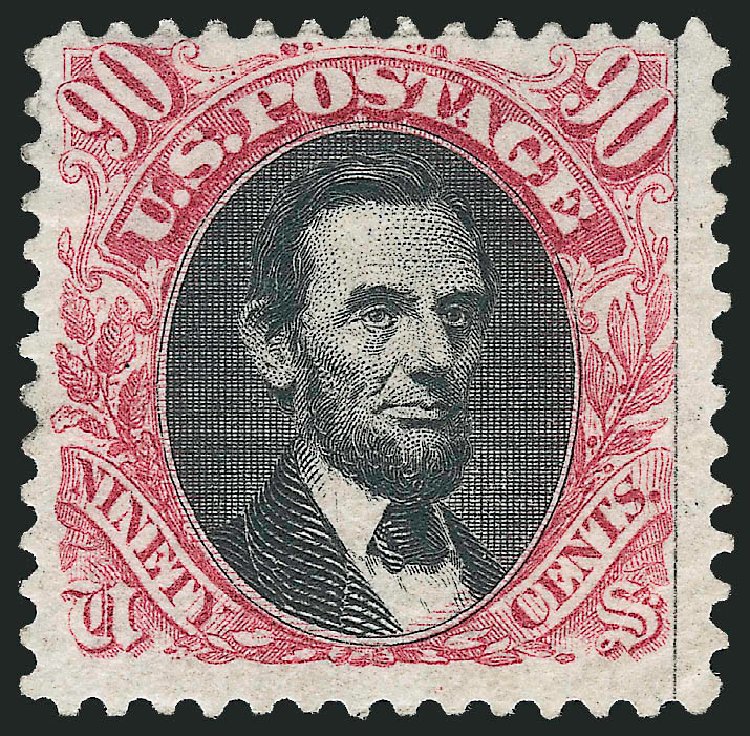 Costs of US Stamps Scott Catalog 132 - 1875 90c Pictorial Re-issue Lincoln. Robert Siegel Auction Galleries, Dec 2009, Sale 982, Lot 5398