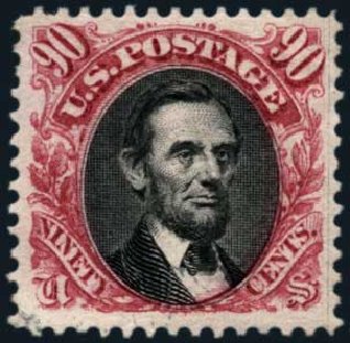 Price of US Stamp Scott Cat. # 132: 1875 90c Pictorial Re-issue Lincoln. Harmer-Schau Auction Galleries, Jan 2014, Sale 100, Lot 469