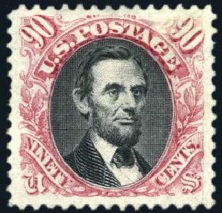 Cost of US Stamp Scott Catalogue #132: 90c 1875 Pictorial Re-issue Lincoln. Harmer-Schau Auction Galleries, Aug 2011, Sale 90, Lot 1299