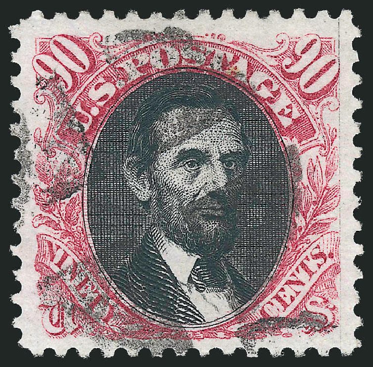 US Stamp Value Scott Catalog #132: 1875 90c Pictorial Re-issue Lincoln. Robert Siegel Auction Galleries, Sep 2012, Sale 1027, Lot 29