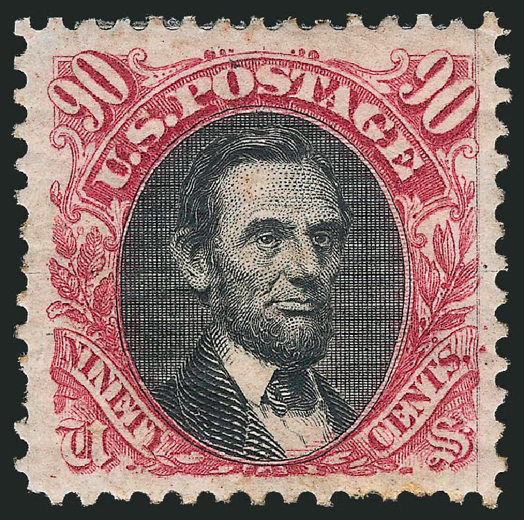 US Stamp Values Scott Cat. #132 - 90c 1875 Pictorial Re-issue Lincoln. Robert Siegel Auction Galleries, Mar 2012, Sale 1021, Lot 340