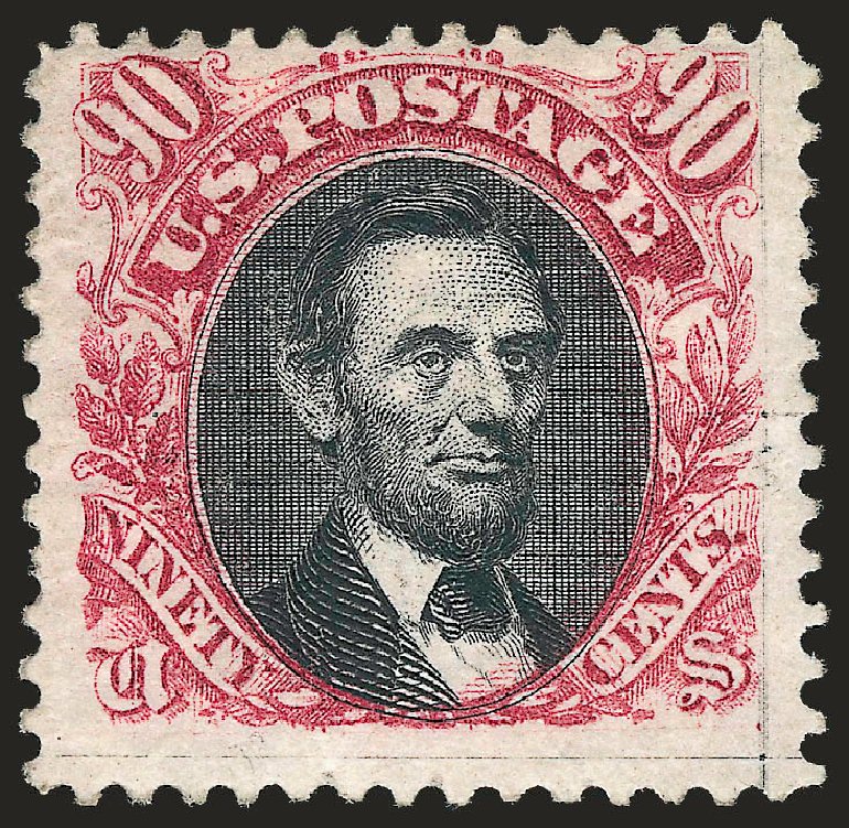 Cost of US Stamps Scott #132: 1875 90c Pictorial Re-issue Lincoln. Robert Siegel Auction Galleries, Dec 2009, Sale 982, Lot 5400