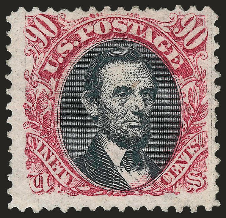 Values of US Stamps Scott 132 - 90c 1875 Pictorial Re-issue Lincoln. Robert Siegel Auction Galleries, Jun 2010, Sale 992, Lot 2210