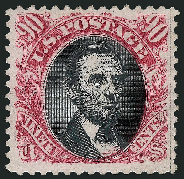 Price of US Stamps Scott Catalogue 132 - 1875 90c Pictorial Re-issue Lincoln. Robert Siegel Auction Galleries, Mar 2013, Sale 1040, Lot 1391