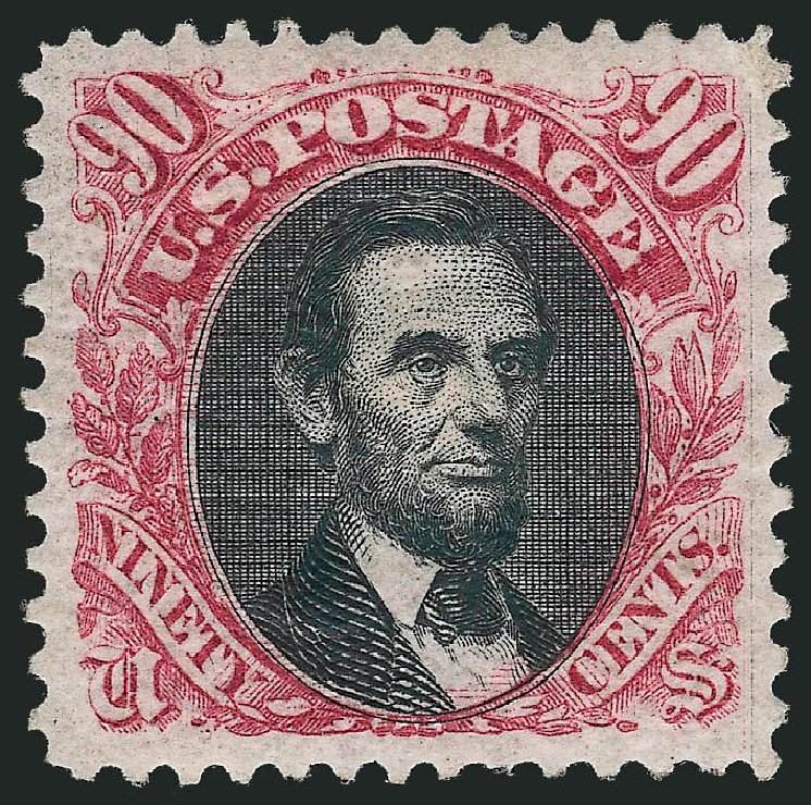 US Stamps Price Scott Cat. #132 - 90c 1875 Pictorial Re-issue Lincoln. Robert Siegel Auction Galleries, Nov 2013, Sale 1061, Lot 3571