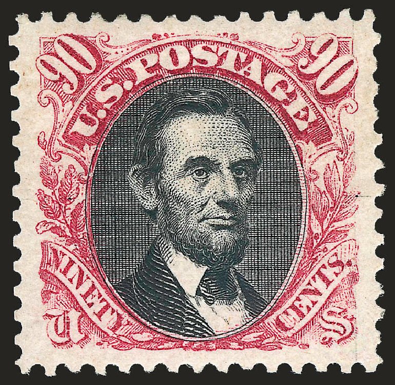 Cost of US Stamps Scott Catalogue #132: 1875 90c Pictorial Re-issue Lincoln. Robert Siegel Auction Galleries, Jan 2009, Sale 968, Lot 171
