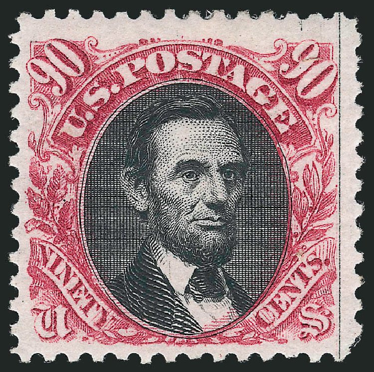 Value of US Stamps Scott Catalogue #132 - 90c 1875 Pictorial Re-issue Lincoln. Robert Siegel Auction Galleries, Oct 2010, Sale 997, Lot 5531