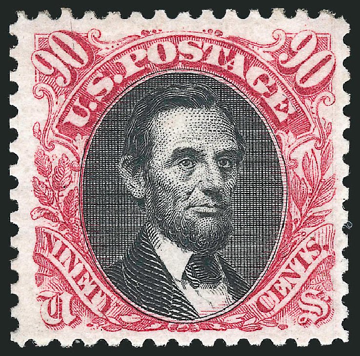 Values of US Stamps Scott Catalogue # 132 - 90c 1875 Pictorial Re-issue Lincoln. Robert Siegel Auction Galleries, Dec 2012, Sale 1037, Lot 1704