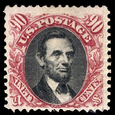 Costs of US Stamp Scott 132: 90c 1875 Pictorial Re-issue Lincoln. Cherrystone Auctions, Apr 2010, Sale 201004, Lot 165