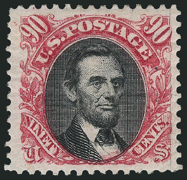 Cost of US Stamps Scott Catalogue #132: 1875 90c Pictorial Re-issue Lincoln. Robert Siegel Auction Galleries, Nov 2013, Sale 1057, Lot 702
