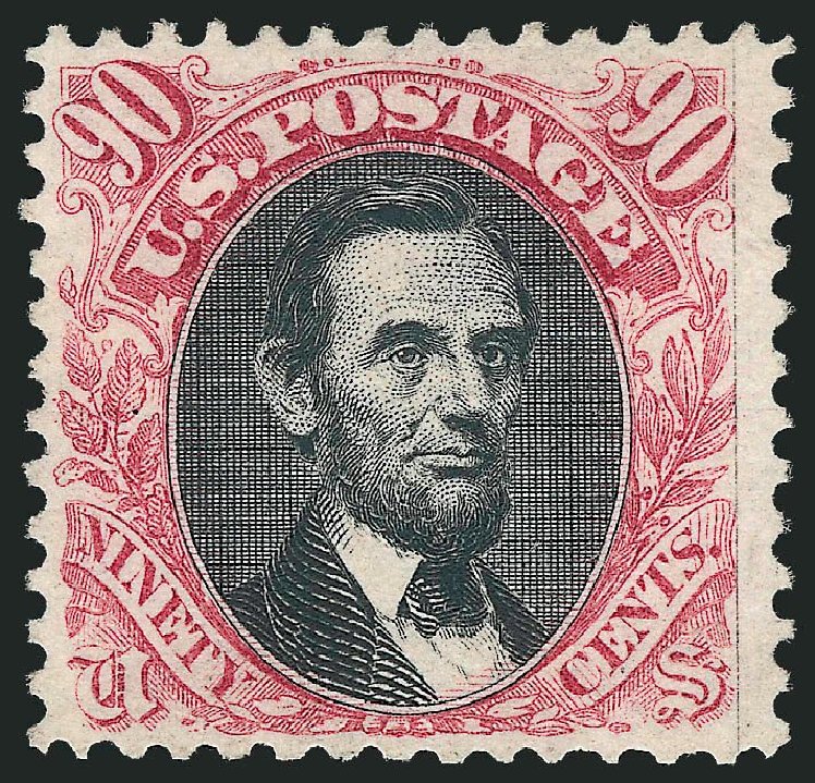 US Stamps Value Scott Cat. 132 - 90c 1875 Pictorial Re-issue Lincoln. Robert Siegel Auction Galleries, Nov 2013, Sale 1061, Lot 3572