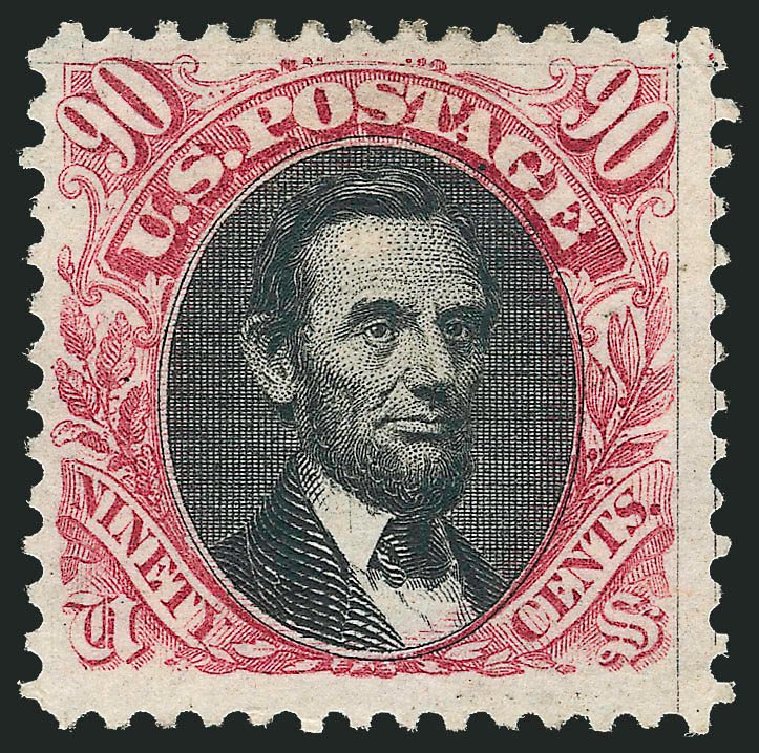 US Stamps Prices Scott Catalog 132: 1875 90c Pictorial Re-issue Lincoln. Robert Siegel Auction Galleries, Nov 2013, Sale 1061, Lot 3573