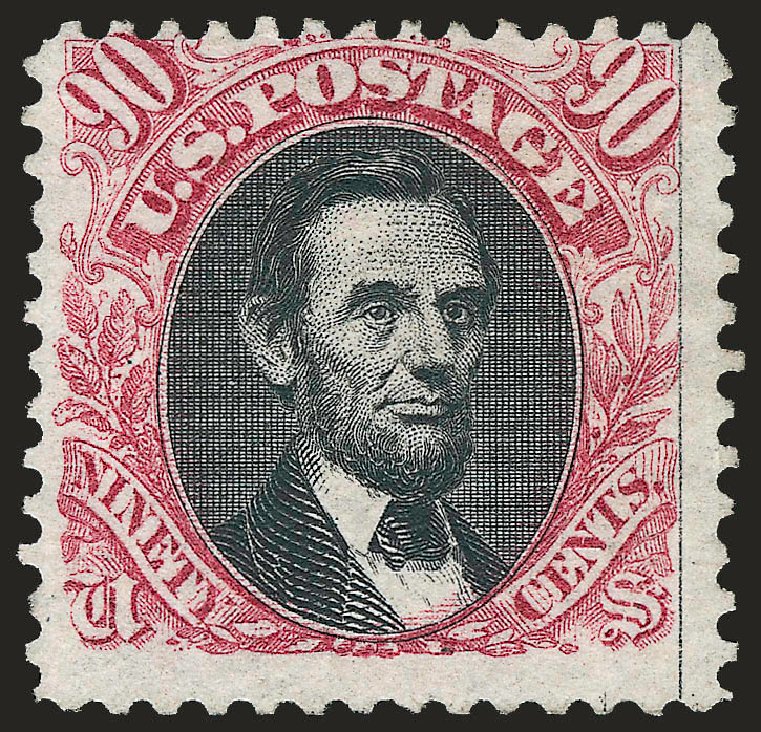 US Stamps Prices Scott Catalogue #132: 1875 90c Pictorial Re-issue Lincoln. Robert Siegel Auction Galleries, Dec 2008, Sale 967, Lot 4263