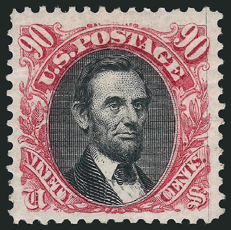US Stamp Price Scott Catalog # 132 - 90c 1875 Pictorial Re-issue Lincoln. Robert Siegel Auction Galleries, Jul 2014, Sale 1077, Lot 136