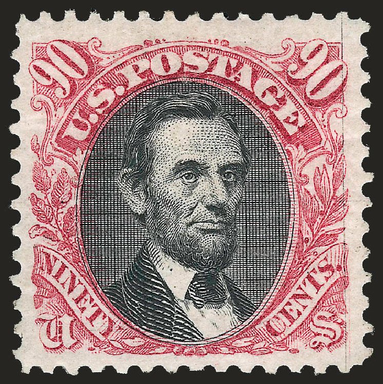 US Stamp Values Scott Catalogue # 132 - 90c 1875 Pictorial Re-issue Lincoln. Robert Siegel Auction Galleries, Sep 2009, Sale 976, Lot 1516