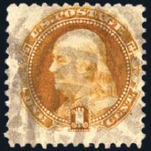 Costs of US Stamps Scott Catalogue # 133 - 1880 1c Pictorial Re-issue Franklin. Harmer-Schau Auction Galleries, Feb 2010, Sale 84, Lot 1398