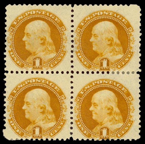 US Stamp Values Scott #133: 1c 1880 Pictorial Re-issue Franklin. Daniel Kelleher Auctions, Dec 2013, Sale 640, Lot 149