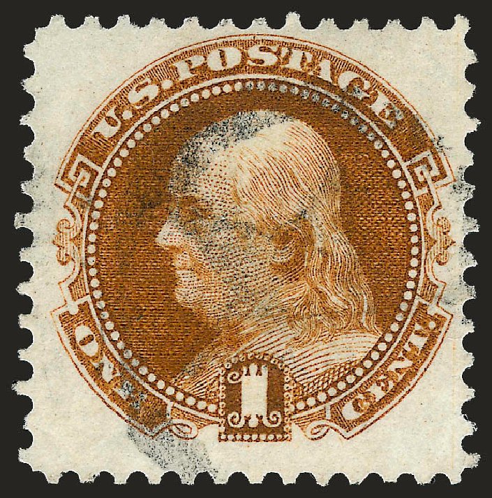 Value of US Stamp Scott Catalogue # 133 - 1c 1880 Pictorial Re-issue Franklin. Robert Siegel Auction Galleries, Oct 2008, Sale 963, Lot 719