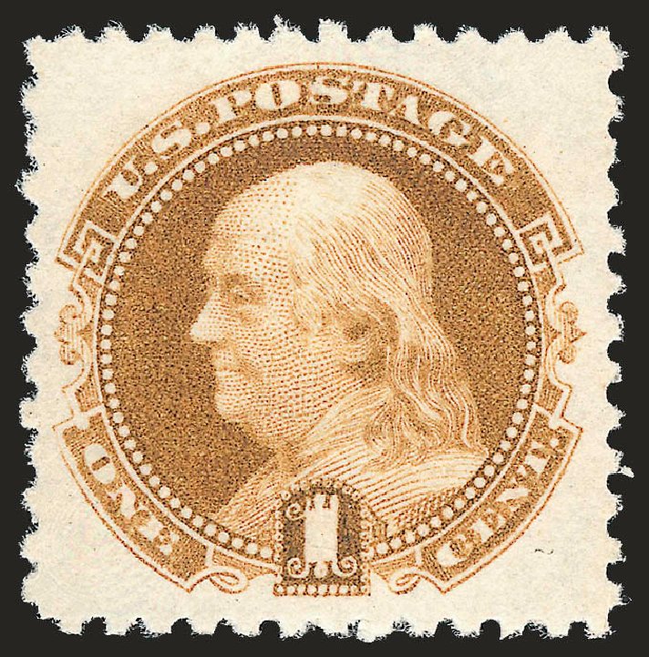 Value of US Stamp Scott Cat. 133: 1c 1880 Pictorial Re-issue Franklin. Robert Siegel Auction Galleries, Jan 2009, Sale 968, Lot 173