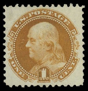 Price of US Stamps Scott 133: 1c 1880 Pictorial Re-issue Franklin. Daniel Kelleher Auctions, Oct 2012, Sale 632, Lot 1056