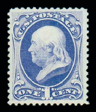 Price of US Stamps Scott Catalog # 134 - 1870 1c Franklin National Grill. Matthew Bennett International, Dec 2007, Sale 324, Lot 1107