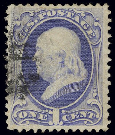 US Stamp Prices Scott Catalogue #134: 1c 1870 Franklin National Grill. Daniel Kelleher Auctions, Feb 2013, Sale 634, Lot 108