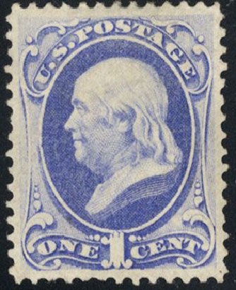 US Stamps Prices Scott Catalogue #134: 1870 1c Franklin National Grill. Cherrystone Auctions, Mar 2008, Sale 200803, Lot 184