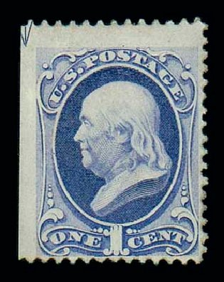 US Stamps Prices Scott #134 - 1870 1c Franklin National Grill. Matthew Bennett International, Jun 2007, Sale 319, Lot 1185