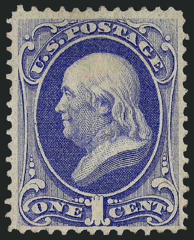 Values of US Stamps Scott Catalogue 134 - 1870 1c Franklin National Grill. Robert Siegel Auction Galleries, Feb 2010, Sale 983, Lot 92