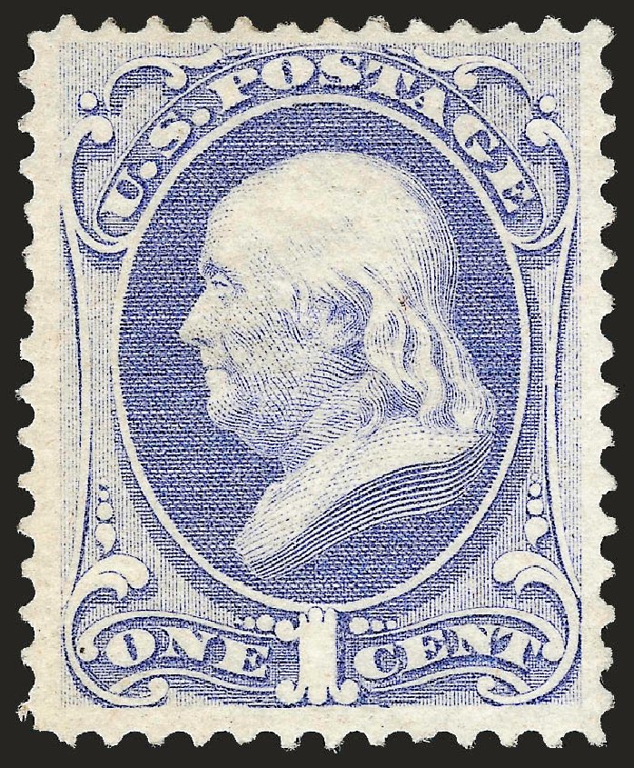Values of US Stamps Scott Catalog #134: 1870 1c Franklin National Grill. Robert Siegel Auction Galleries, Jun 2010, Sale 992, Lot 2212