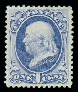Costs of US Stamp Scott Cat. 134: 1870 1c Franklin National Grill. Matthew Bennett International, Oct 2007, Sale 320, Lot 453