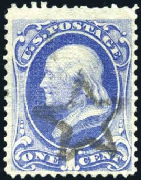 Prices of US Stamps Scott Catalog #134: 1870 1c Franklin National Grill. Harmer-Schau Auction Galleries, Apr 2010, Sale 85, Lot 263