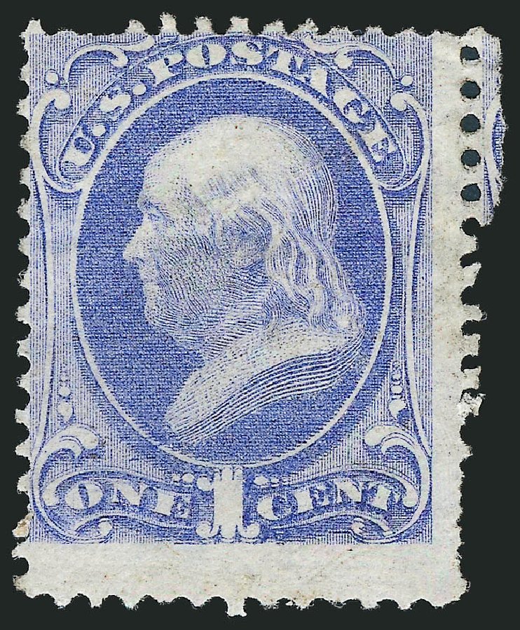 Value of US Stamp Scott Cat. # 134: 1c 1870 Franklin National Grill. Robert Siegel Auction Galleries, Dec 2011, Sale 1017, Lot 563