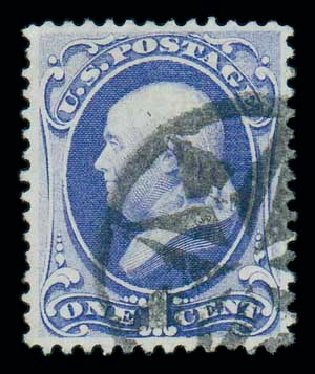 Values of US Stamp Scott Catalogue #134 - 1870 1c Franklin National Grill. Matthew Bennett International, Dec 2007, Sale 323, Lot 316