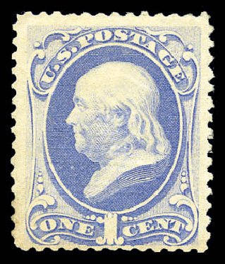 Prices of US Stamps Scott # 134 - 1870 1c Franklin National Grill. Matthew Bennett International, Sep 2010, Sale 333, Lot 3516