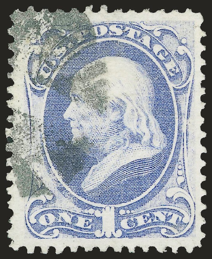 Values of US Stamps Scott Cat. # 134 - 1c 1870 Franklin National Grill. Robert Siegel Auction Galleries, Jun 2009, Sale 975, Lot 1386
