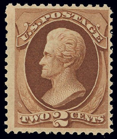 US Stamp Values Scott Catalog #135: 2c 1870 Jackson Grill. Daniel Kelleher Auctions, Feb 2013, Sale 634, Lot 109