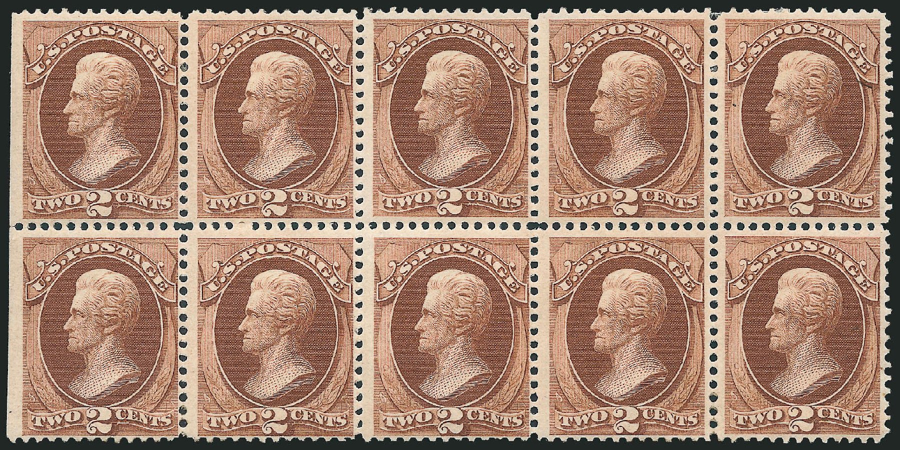 US Stamps Value Scott Cat. #135: 1870 2c Jackson Grill. Robert Siegel Auction Galleries, Mar 2012, Sale 1021, Lot 341
