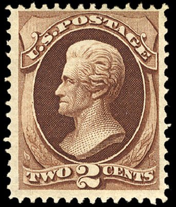 US Stamp Values Scott Catalogue #135: 1870 2c Jackson Grill. Cherrystone Auctions, May 2013, Sale 201305, Lot 82