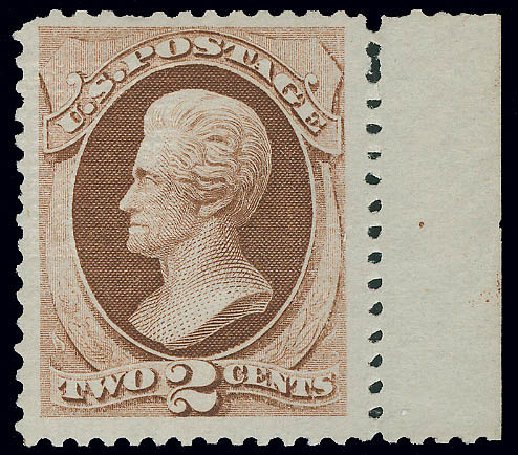 Values of US Stamps Scott #135 - 1870 2c Jackson Grill. Matthew Bennett International, Jun 2008, Sale 328, Lot 663