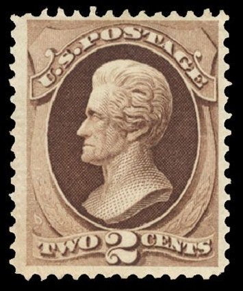 US Stamp Values Scott Catalog #135 - 2c 1870 Jackson Grill. Cherrystone Auctions, Mar 2008, Sale 200803, Lot 186