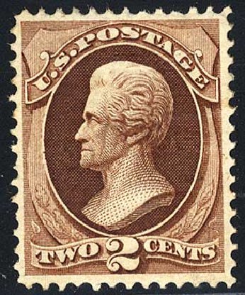 US Stamps Value Scott Catalogue # 135 - 1870 2c Jackson Grill. Cherrystone Auctions, Jul 2008, Sale 200807, Lot 26