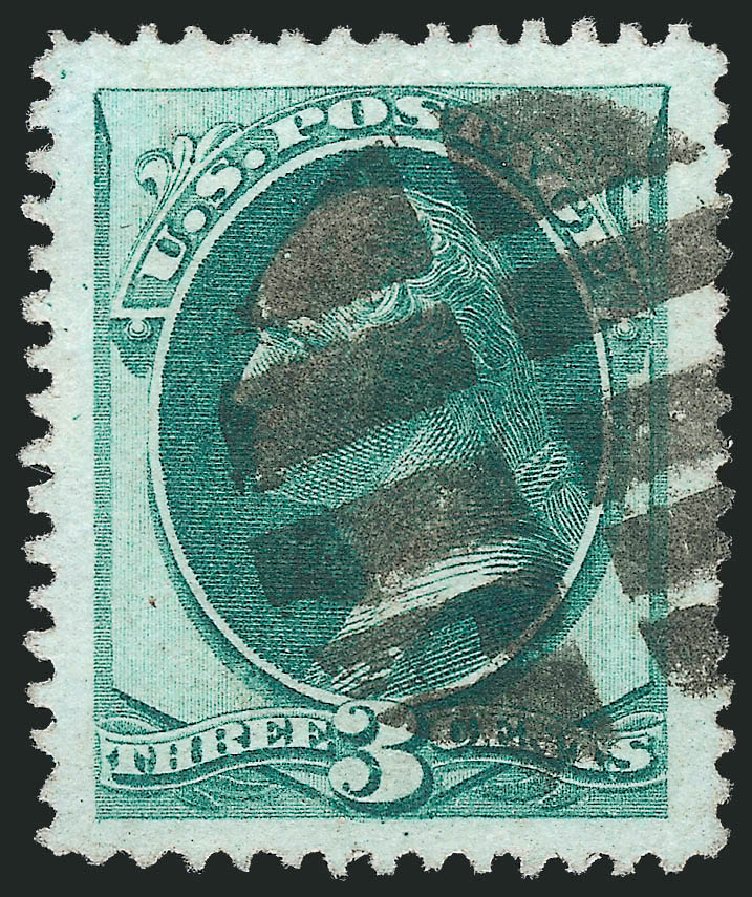US Stamp Value Scott 136: 1870 3c Washington Grill. Robert Siegel Auction Galleries, Oct 2012, Sale 1032, Lot 3217