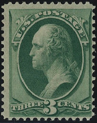 US Stamps Prices Scott 136: 1870 3c Washington Grill. Cherrystone Auctions, Nov 2008, Sale 200811, Lot 1071