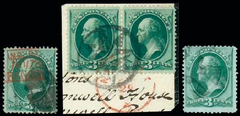 Cost of US Stamp Scott 136: 1870 3c Washington Grill. Matthew Bennett International, Dec 2007, Sale 323, Lot 325