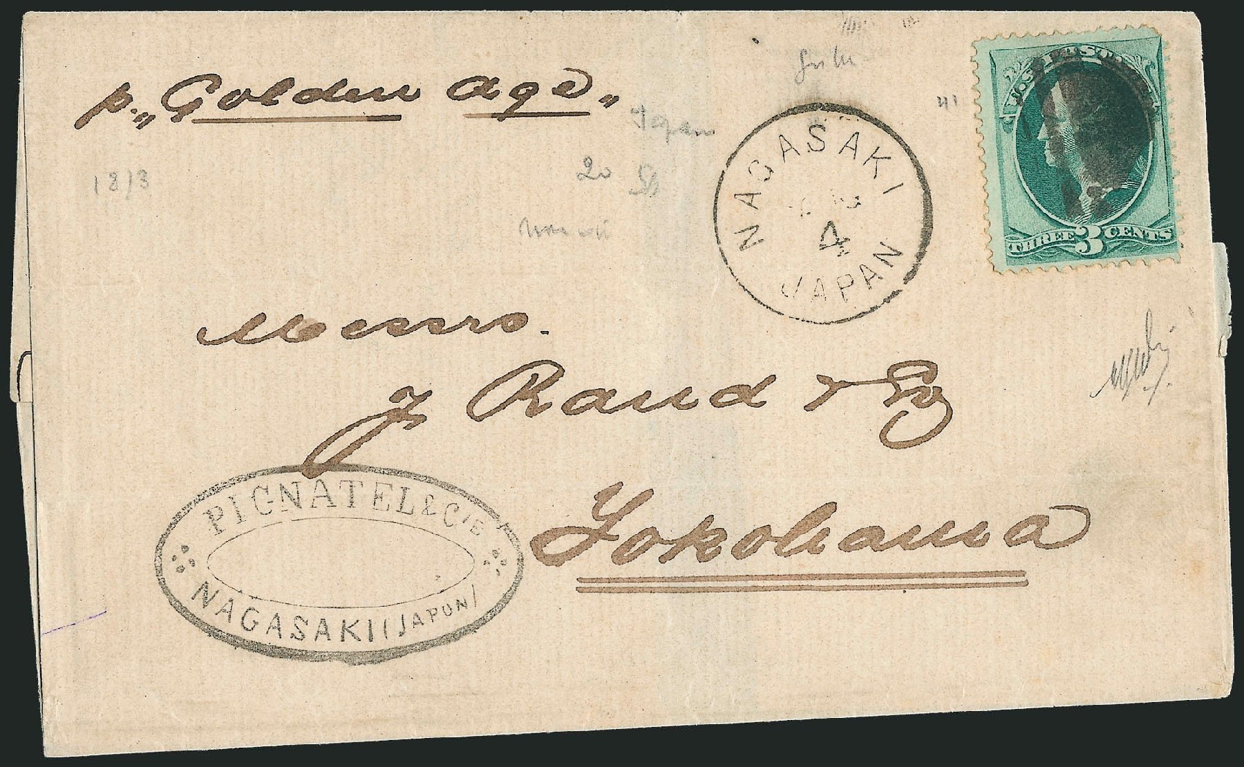 Value of US Stamp Scott Cat. 136 - 1870 3c Washington Grill. Robert Siegel Auction Galleries, Jun 2012, Sale 1025, Lot 162