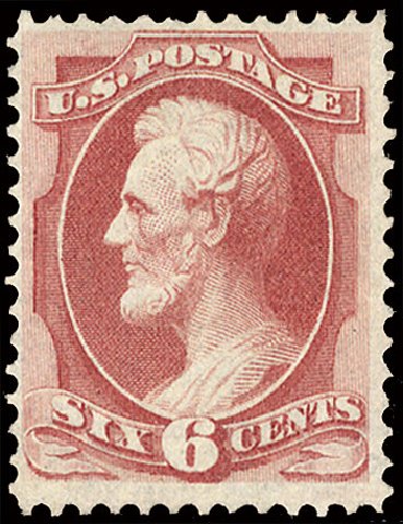 US Stamp Values Scott 137 - 1870 6c Lincoln Grill. Cherrystone Auctions, Jan 2009, Sale 200901, Lot 139