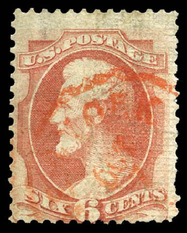 US Stamp Price Scott Cat. 137: 1870 6c Lincoln Grill. Matthew Bennett International, Mar 2011, Sale 335, Lot 63